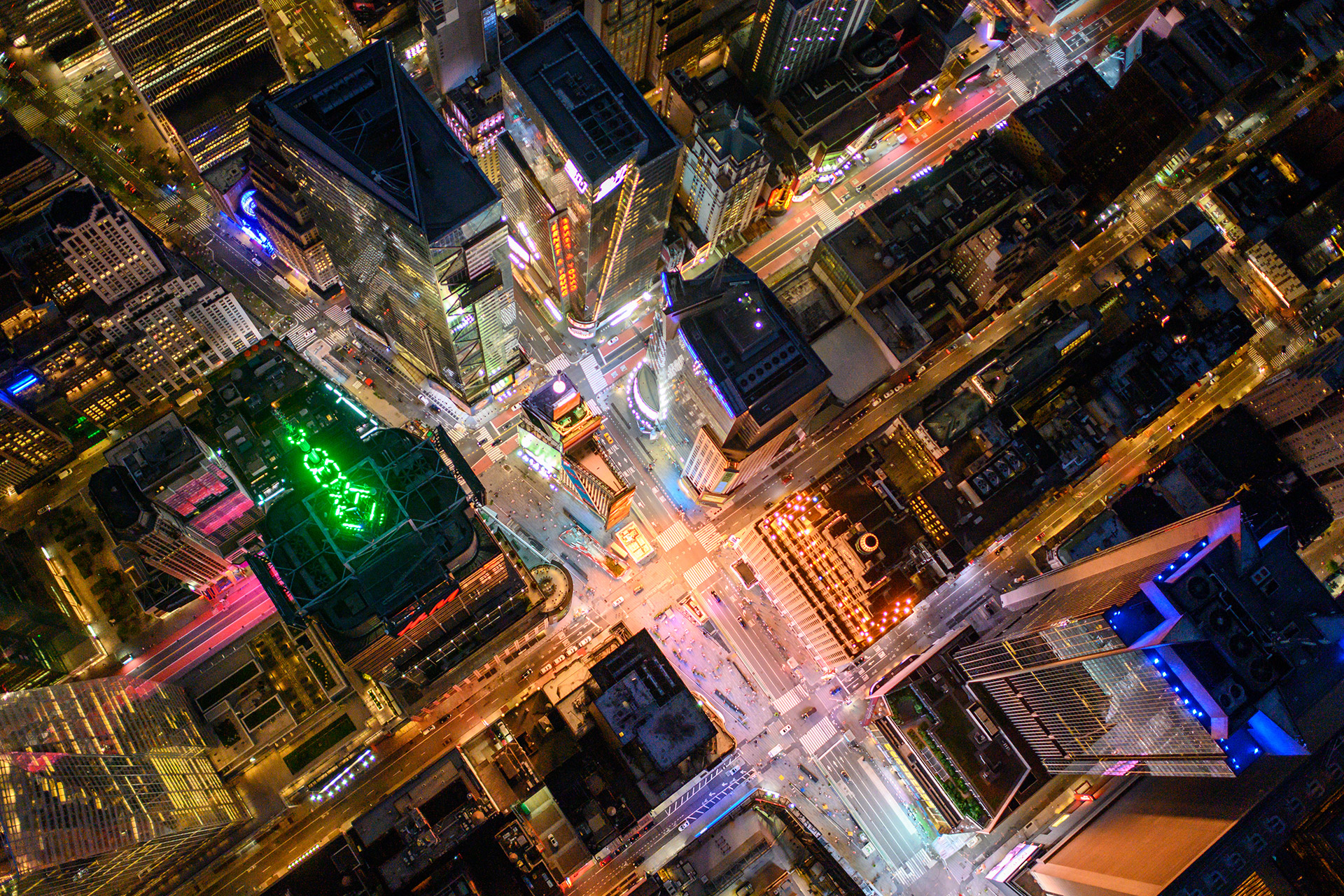 Aerial view of times square in New York
